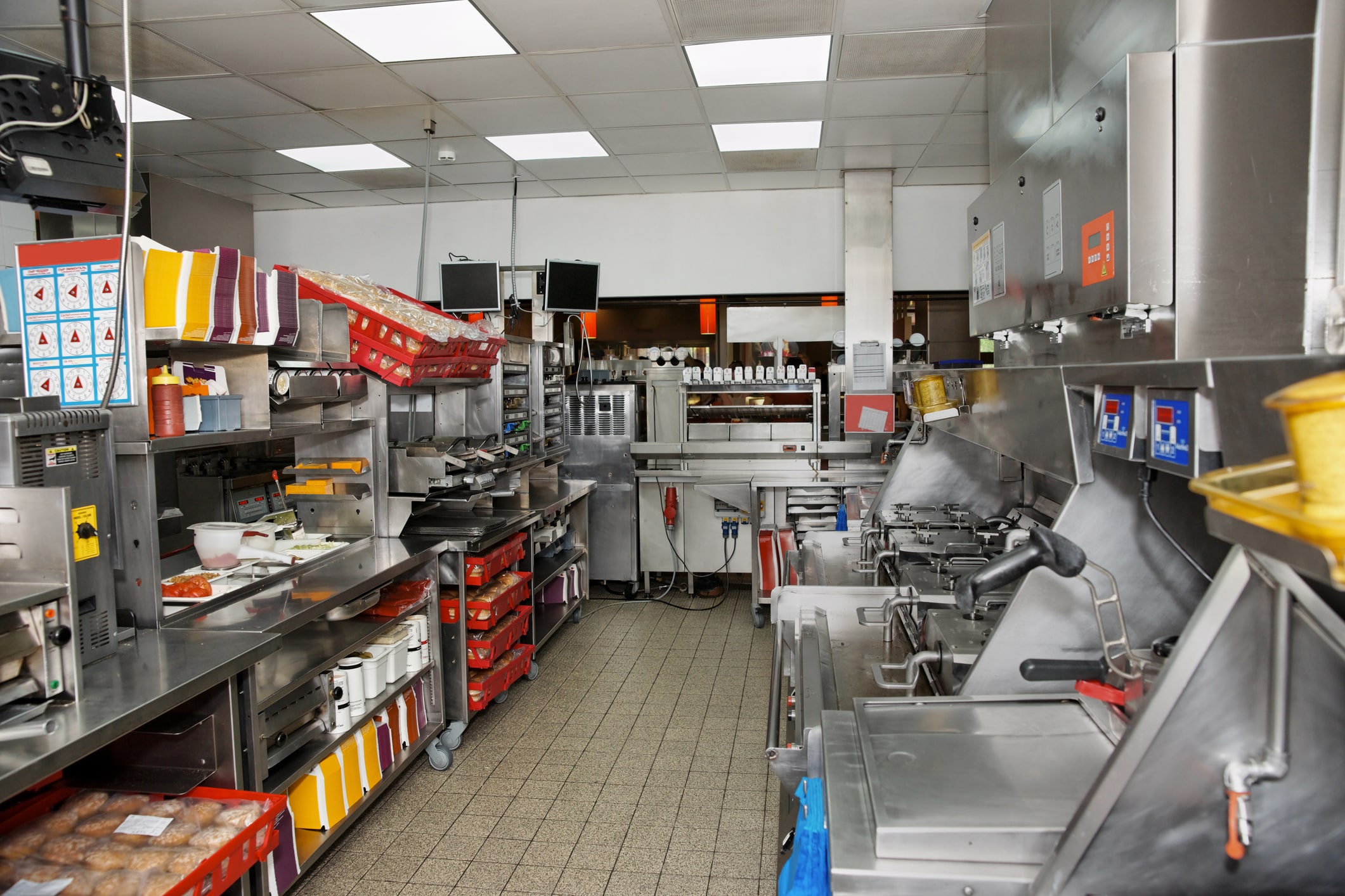 Commercial kitchen of a fast food restaurant